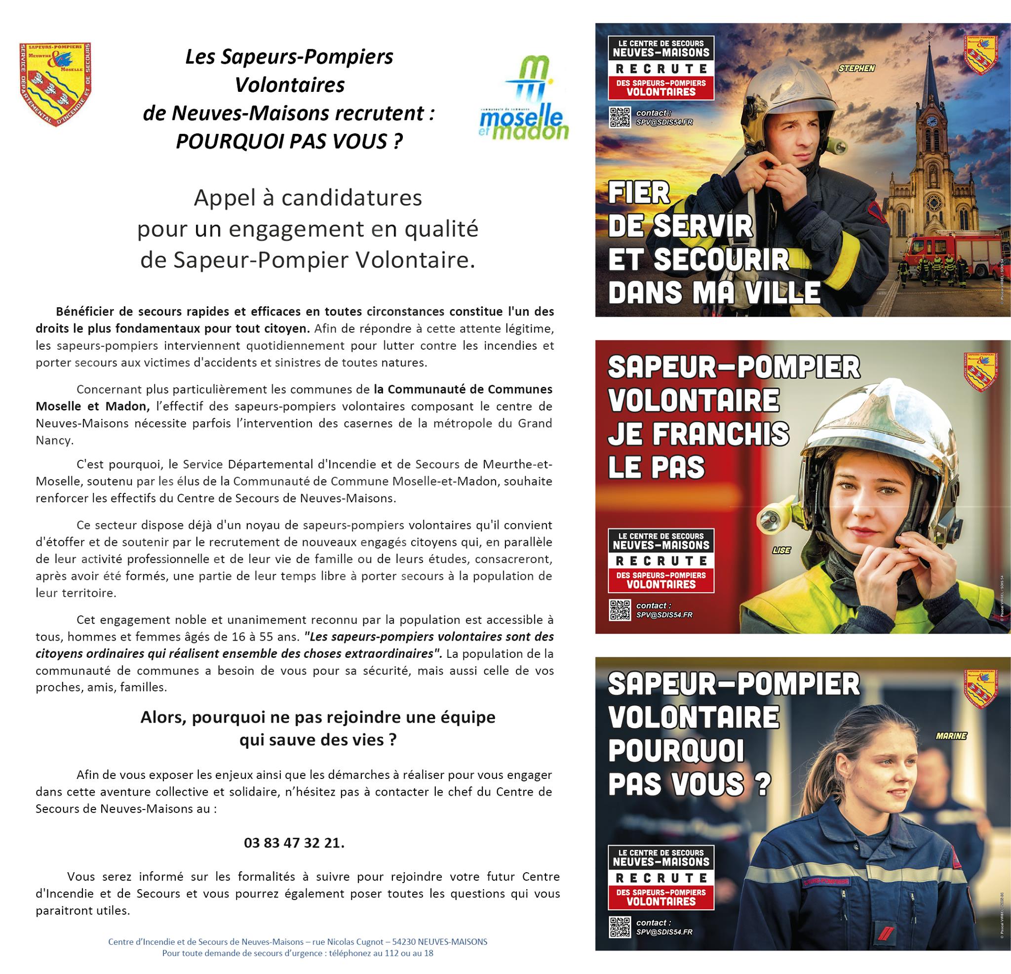 You are currently viewing Les Sapeurs-Pompiers de Neuves-Maisons recrutent des volontaires !