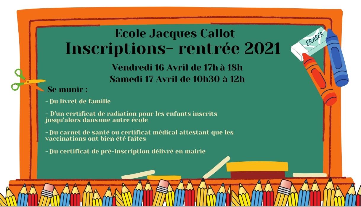 Lire la suite à propos de l’article Ecole – Inscriptions pour la rentrée 2021