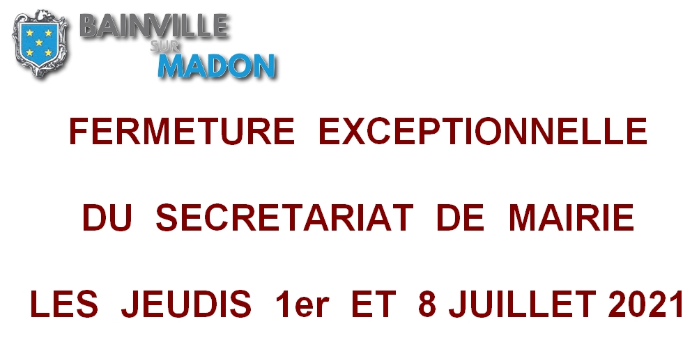 Lire la suite à propos de l’article Fermeture exceptionnelle du secrétariat de mairie.