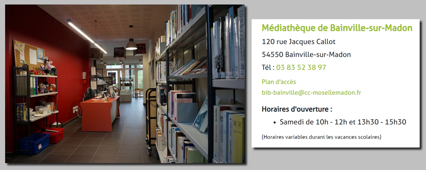 Lire la suite à propos de l’article Horaires d’ouverture de la bibliothèque de  Bainville-sur-Madon