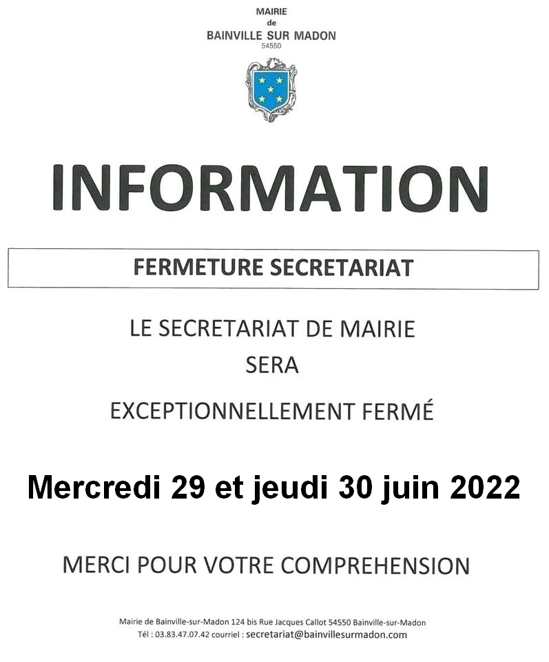 Lire la suite à propos de l’article Fermeture exceptionnelle du secrétariat (29 et 30 juin 2022)