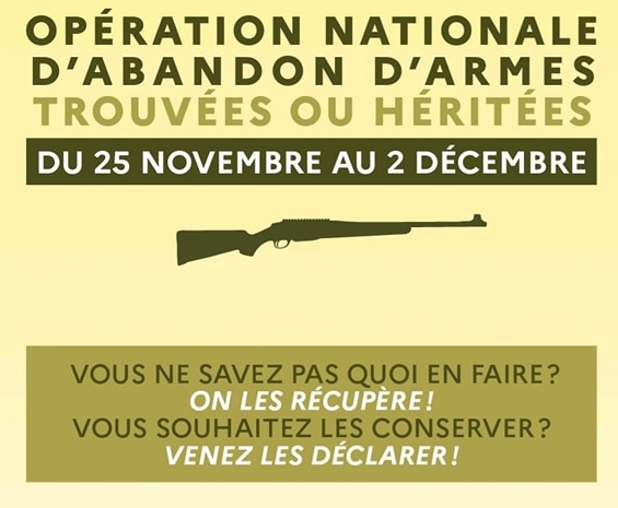 Lire la suite à propos de l’article Opération nationale d’abandon d’armes (25 nov. – 2 décembre 2022)