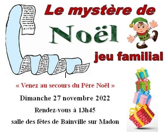 Lire la suite à propos de l’article Le Mystère de Noël, un jeu familial par Familles Rurales (27 novembre 2022)