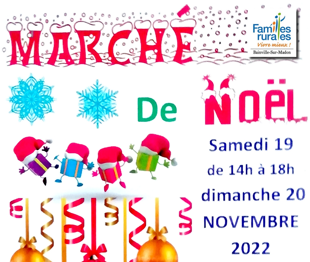 Lire la suite à propos de l’article Marché de Noël de Familles Rurales (19-20 novembre 2022)