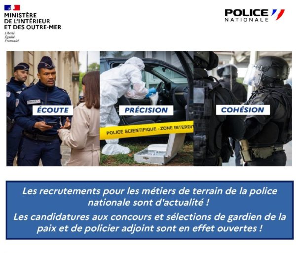 Lire la suite à propos de l’article Recrutements pour les métiers de gardien de la paix et de policier adjoint