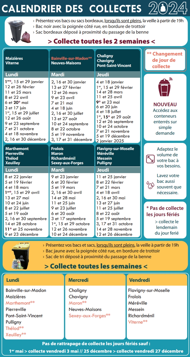 Lire la suite à propos de l’article Calendrier des collectes des déchets ménagers et des cartons et plastiques en 2024