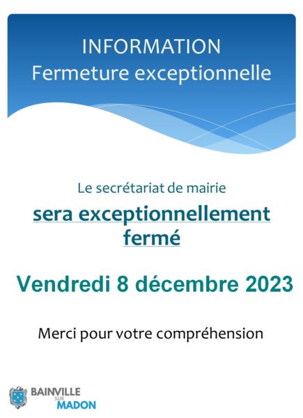 Lire la suite à propos de l’article Fermeture exceptionnelle du secrétariat de mairie