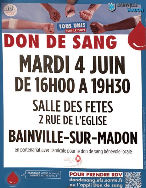 Lire la suite à propos de l’article Don du sang (4 juin 2024)