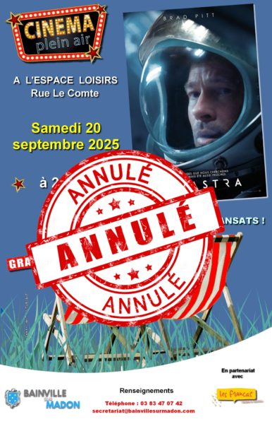 Lire la suite à propos de l’article Annulation de la séance de cinéma en plein air !
