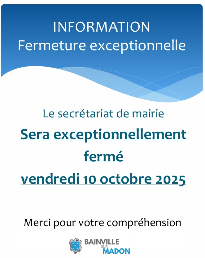 Lire la suite à propos de l’article Fermeture exceptionnelle du secrétariat