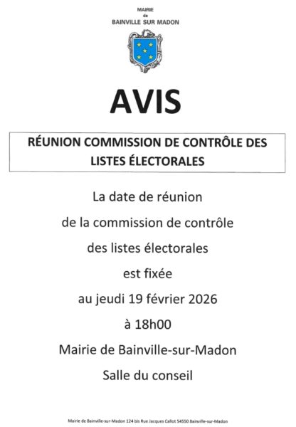 Lire la suite à propos de l’article Réunion de la commission de contrôle des listes électorales (19 février 2026)