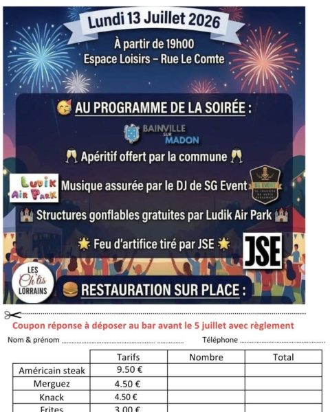 Lire la suite à propos de l’article Pour votre repas du 13 juillet… réservez auprès des Ch’tis lorrains !