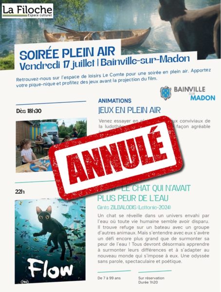 Lire la suite à propos de l’article Annulation de la soirée jeux et cinéma en plein air (17 juillet 2026) proposée par la Filoche