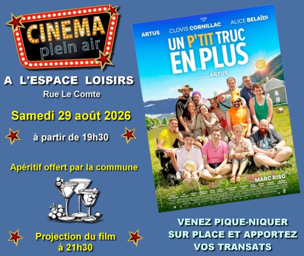Lire la suite à propos de l’article Soirée cinéma en plein air et foodtruck (29 août 2026)
