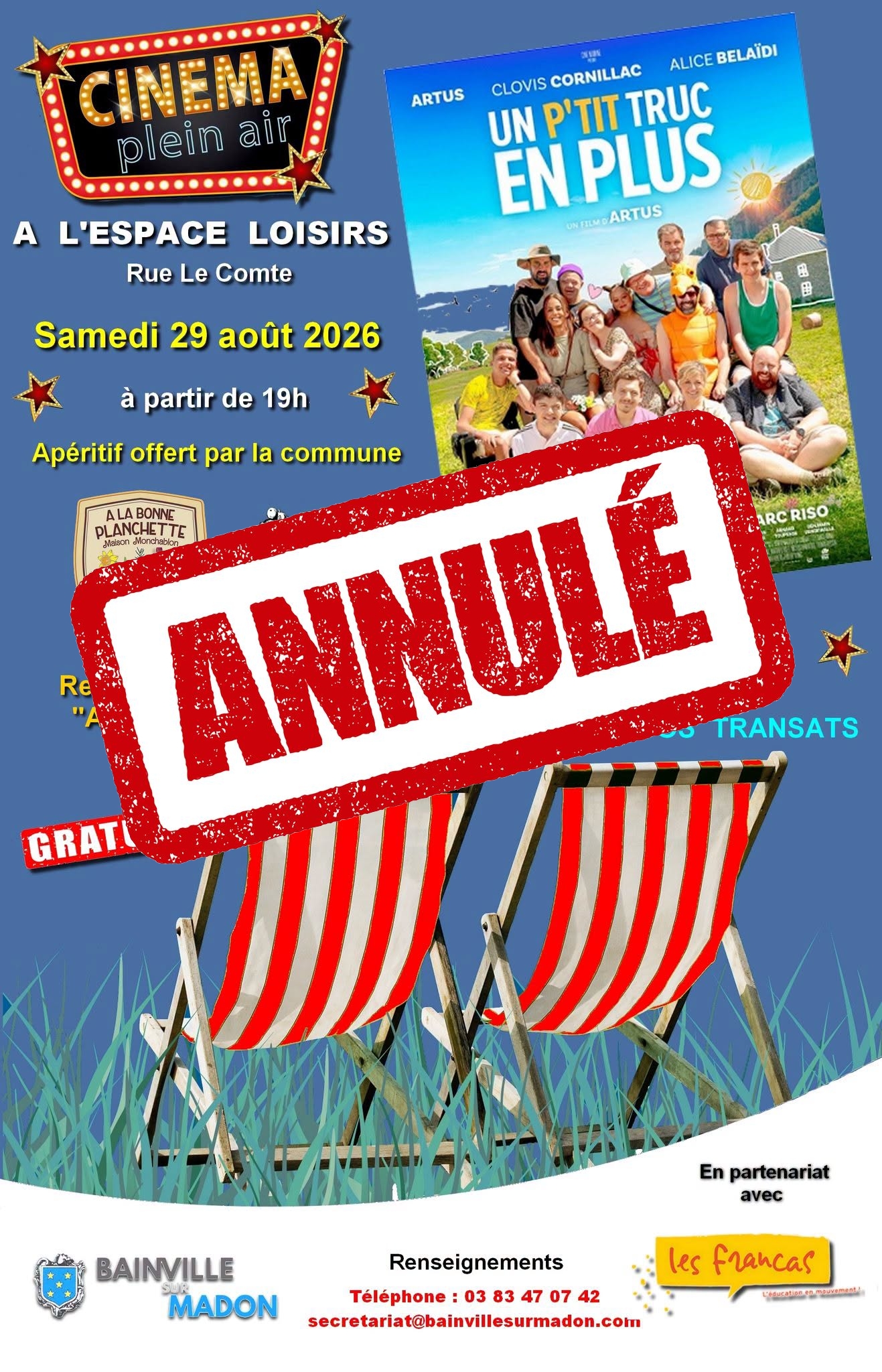 Lire la suite à propos de l’article Annulation de la soirée cinéma